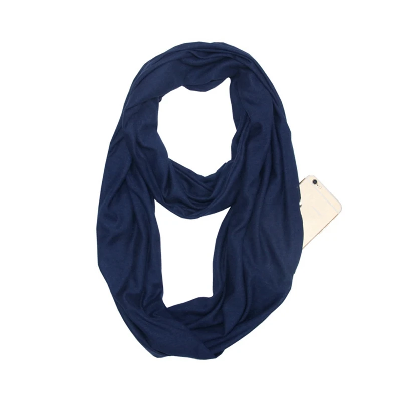Шарфы унисекс с петлей для женщин и девочек, легкий шарф-трансформер с карманами на скрытой молнии, эластичный шарф для поездок