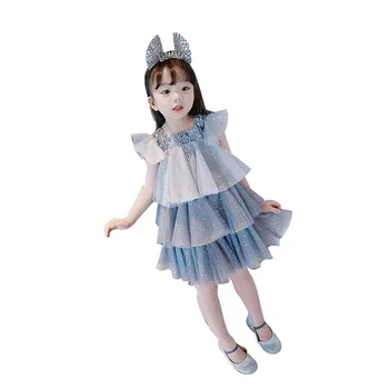 

Summer Girls Party Dresses 2020 New GIRL'S Gown High-End Princess Dress Baby Cute Sleeveless Gauze Layered Dress