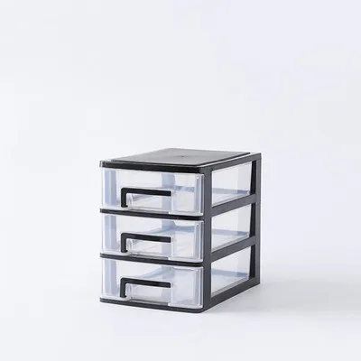 Black-3layers Прозрачный Настольный ящик для хранения, многослойная пластиковая маленькая коробка, домашний офисный шкаф для хранения косметики, органайзер для украшений - Цвет: Black-3layers