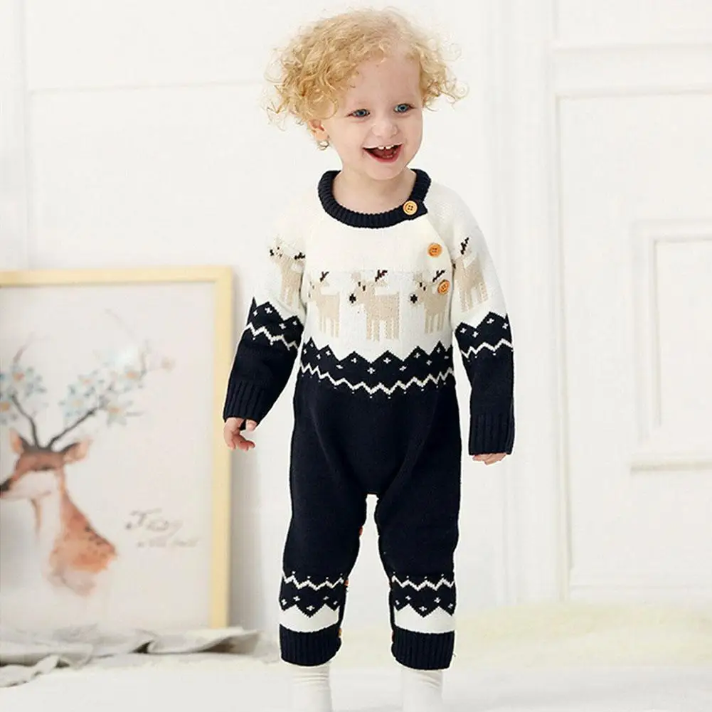 

2020 Boys and Girls Knitting Sweater Cute Cartoon Christmas Crawling For Autumn Winter Clothes