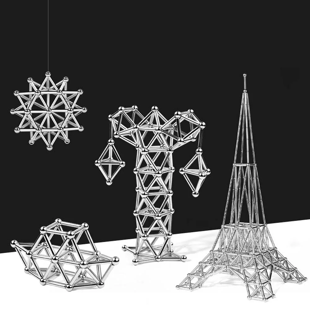

DIY Magnetic Designer Magnetic Building Blocks Construction Set Magnetic Sticks & Steel Balls Magnet Toys for Children Adults