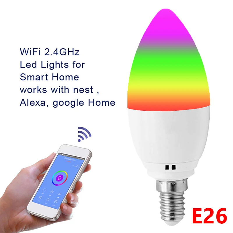 

Wifi Wireless Smart Candle Light Remote Control Home Dimmable Multi-color Bulb Home Decoration