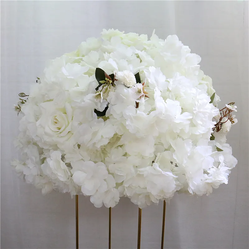 45cm white Романтический свадебный цветок вишни Арка ряд цветов Искусственный шелк цветок домашний отель обеденный стол цветок шар Рождественское украшение - Цвет: 45cm white