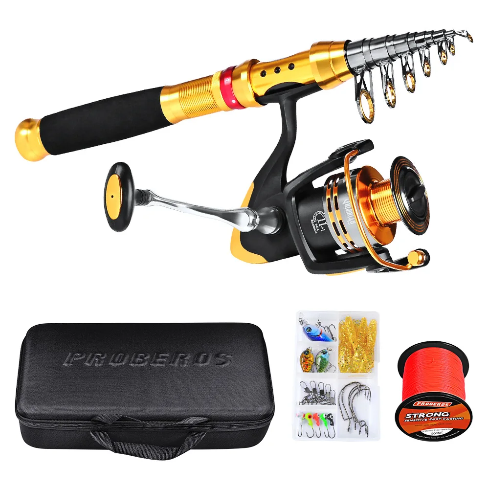

Pureleisure 1 Set New 1.8-2.7m Fishing Rod + Spinning Fishing Reel Sets + Nylon Line + Soft Hard Lure Bait+ Hooks + Fishing Box