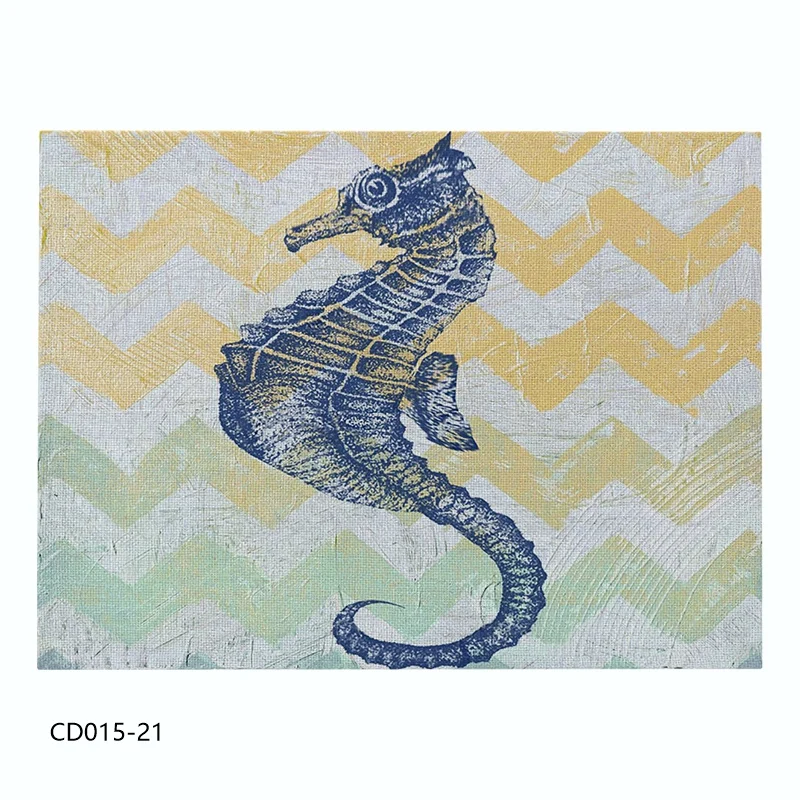 CD015-21 Модный льняной/хлопковый коврик для кухонного обеденного стола, коврик с морским животным, коврик для чашки, коврик для ужина, коврик для стола, коврик для домашнего декора - Цвет: CD015-21