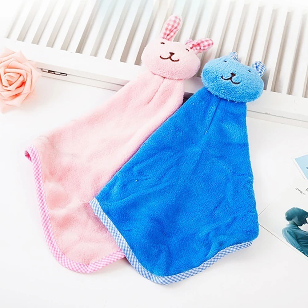 2 шт милый мультфильм голова кролика коралловый флис впитывающее полотенце для рук шарф