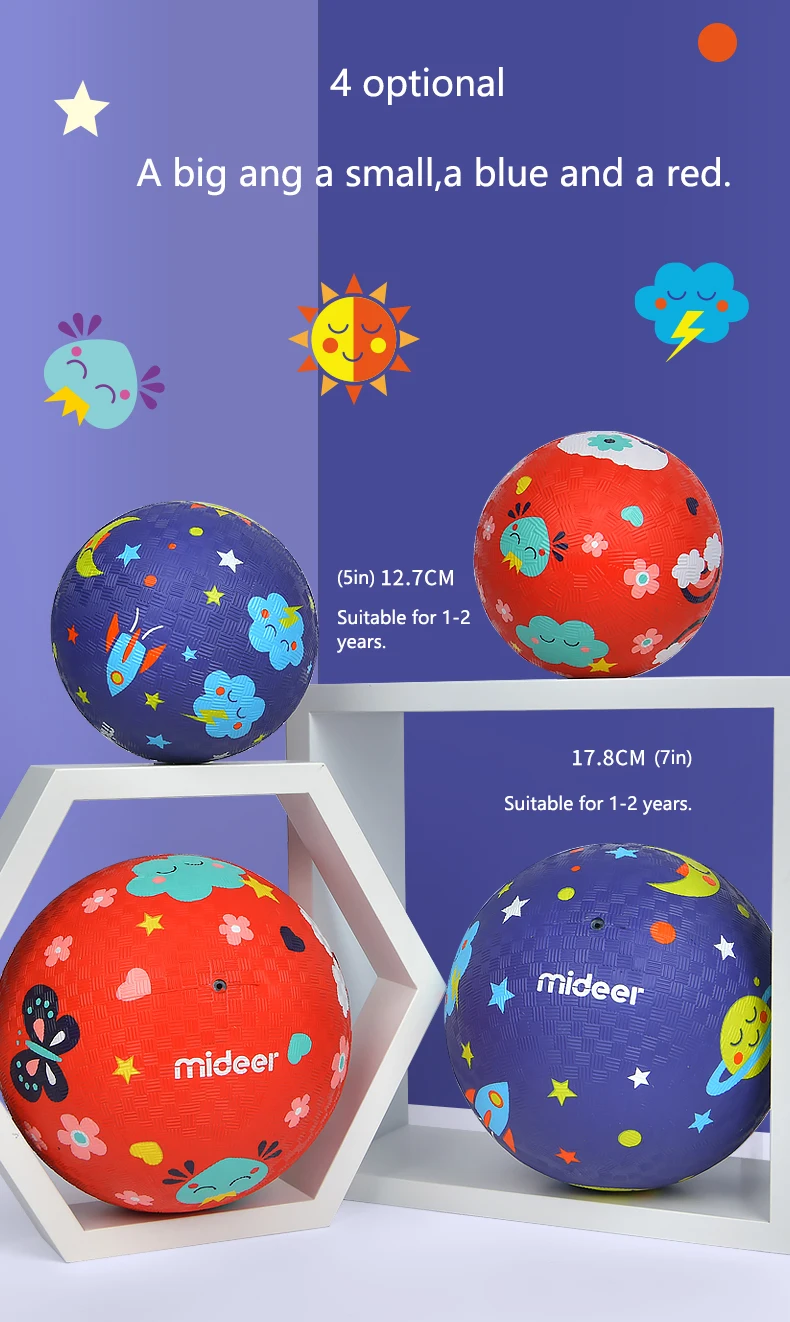 MiDeer, детские игрушки для улицы, мяч, нескользящий и токсичный, От 1 до 4 лет, моделирующая текстура, красочная, безопасная, эластичная сила, Детская Спортивная игрушка