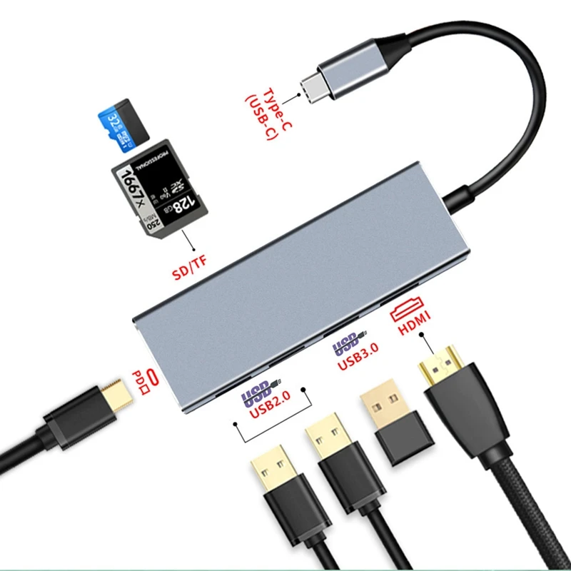 Док-станция type-C к HDMI 3,0 USB концентратор считыватель 4K