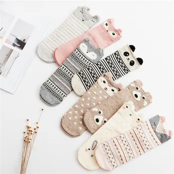 

1 Pair 3D Cartoon Animal Printed Cotton Socks Japanese Fashion Style Women Autumn Winter Warm Socks