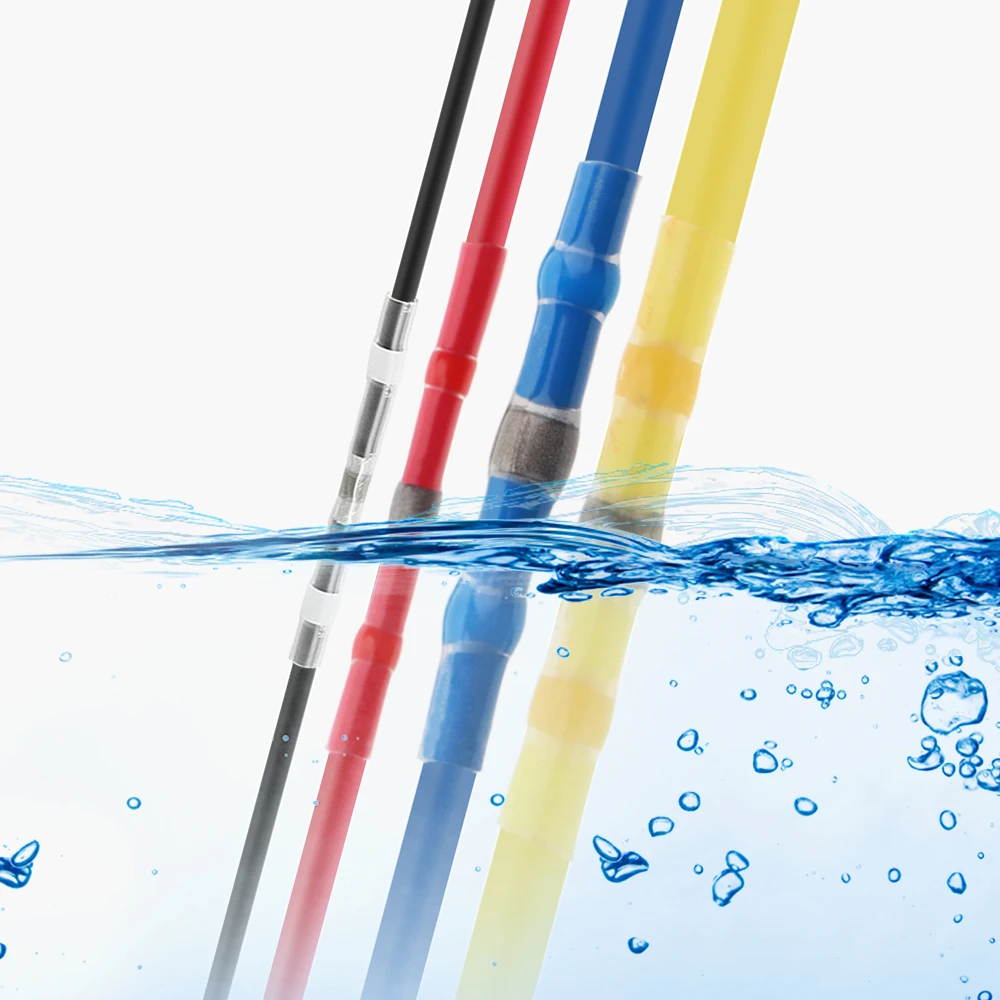 50PCS Solder Seal Wire Connectors Waterproof Heat Shrink Butt Connectors Electrical Wire Terminals Insulated Butt Splices