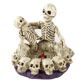 

Skull Halloween Party Statue Skeleton Ashtray Office Bar Resin Figurines Spooky Living Room Craft Home Decor Smokers Ornament
