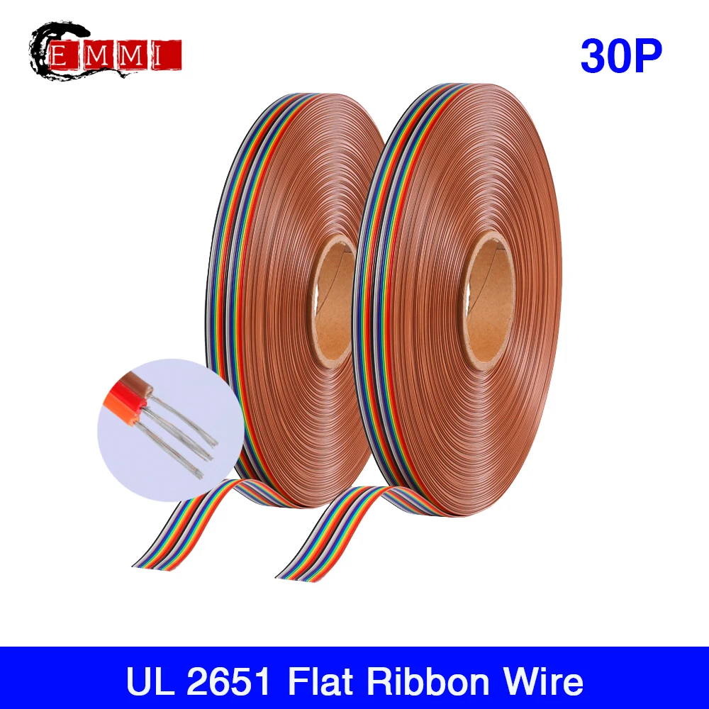 

61 м ПВХ материал Луженая Медь шаг 1,27 мм 28AWG 30Pin DuPont Радуга цветная плоская проволока поддержка светильник ительных приборов домашний декор