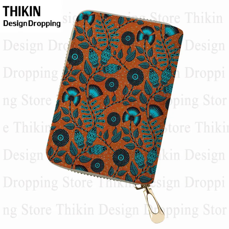

THIKIN 2019 Retro African Printing PU Leather Function 18 Bits Card Case Business Card Holder Women Credit Passport Card ID