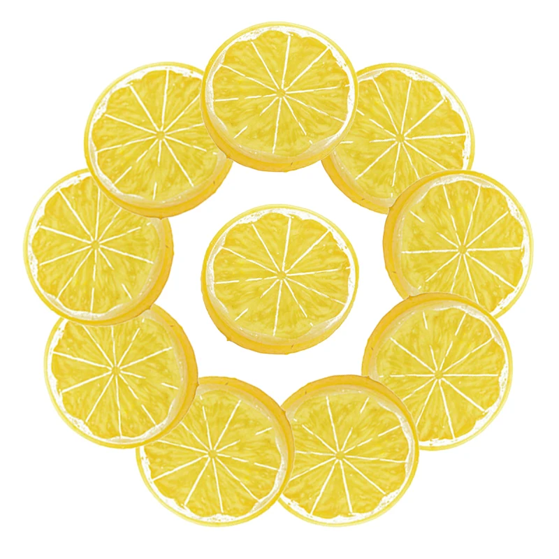 Yellow 10 компл. 5 см Искусственный лимонный ломтик Пластик DIY Фрукты лимонный ломтик орнамент для домашнего декора сцены реквизит - Цвет: Yellow