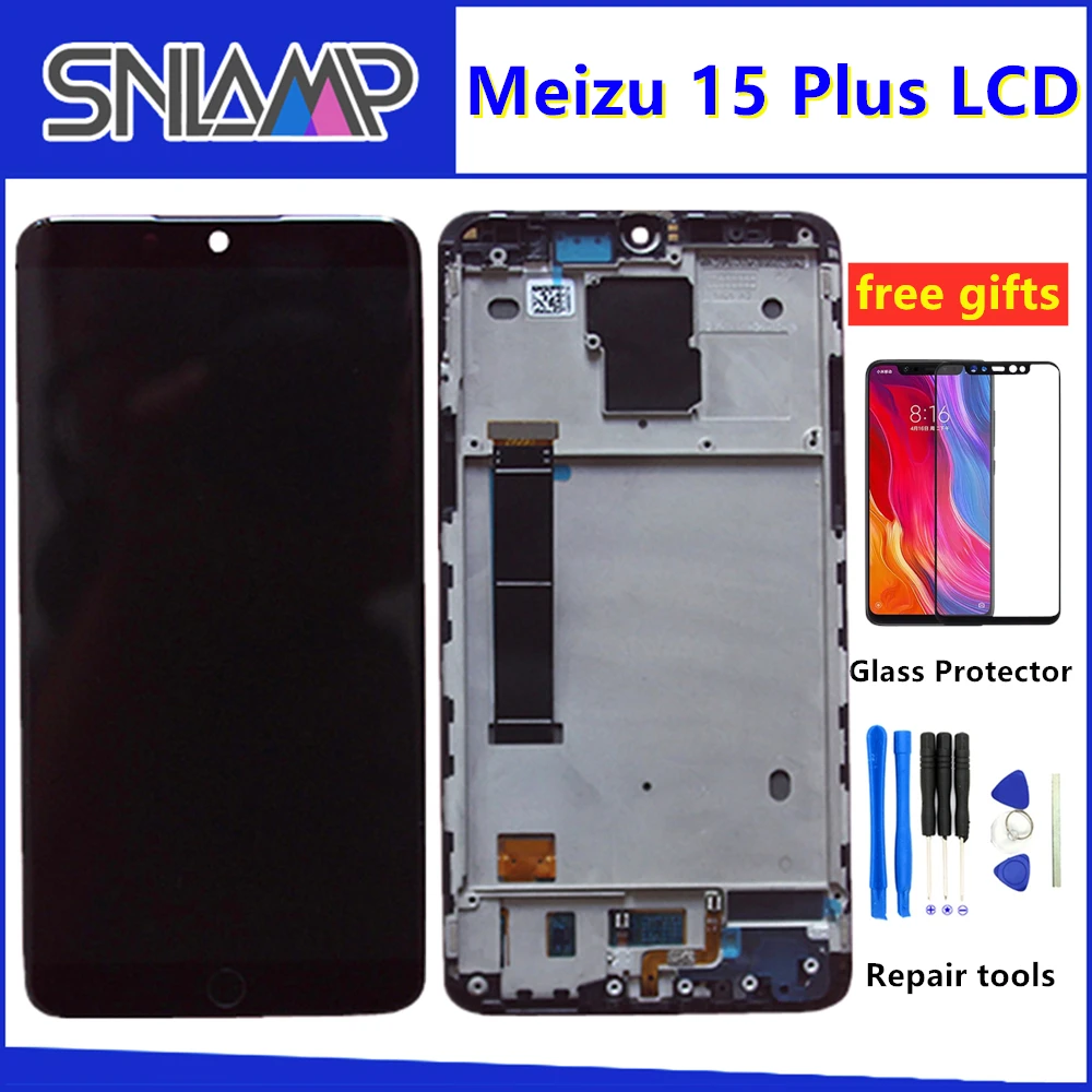 

Original SNLAMP For Meizu 15 Plus M891Q Super AMOLED LCD Screen Display +Touch Panel Digitizer With Frame Replacement