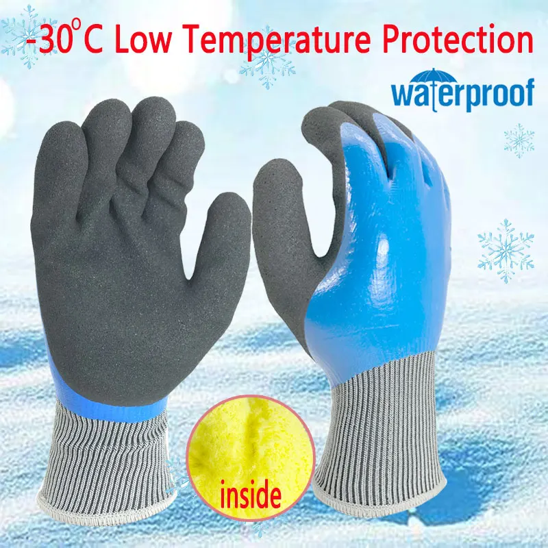Guantes de trabajo térmicos a prueba de frío para pesca, 30 grados, almacenamiento en frío, ropa Unisex anticongelante, a prueba de viento, para deportes al aire libre de baja temperatura