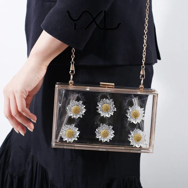 KUANG! Acrylic Flower Clutch Evening Bag