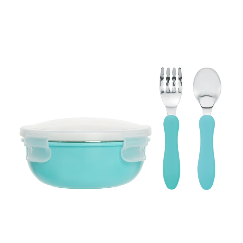 Hogokids Dishes Set of Children's Dishes Stainless Steel Bowl Children's Tableware for Feeding Baby Bowl Dinnerware 4 of set - Цвет: H41-114-A-SkyBlue
