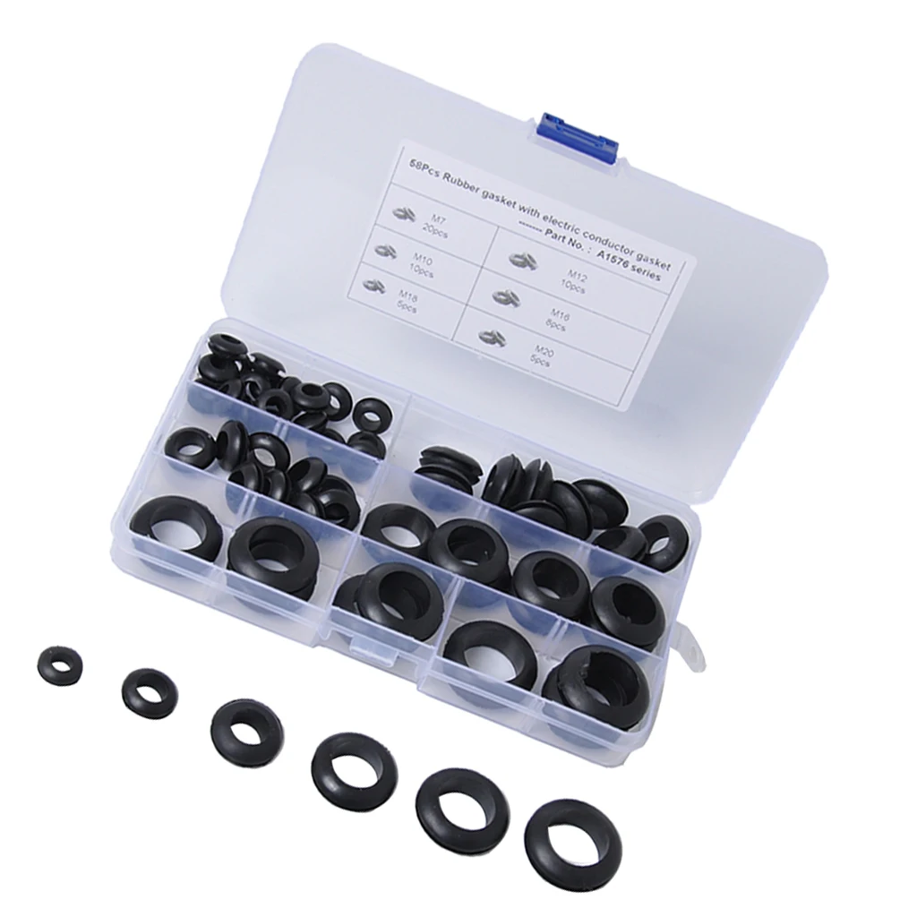 perfk 6 Kinds Double Sides O Ring Rubber Grommet Assortment Assorted Set 