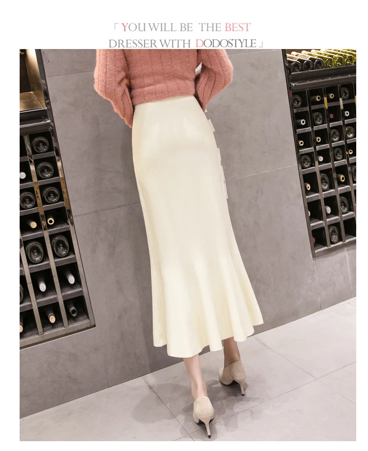 Beiyingni юбка-Русалка женский винтажный толстый вязаный свитер юбки-карандаши с высокой талией Осенняя теплая хлопковая обтягивающая юбка-Макси