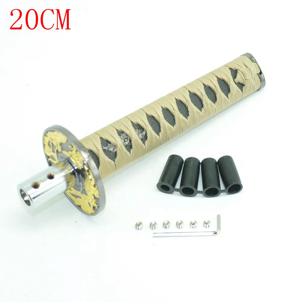 200mm JDM Short Samurai Gold Dragon Sword Shift Knob Metal Weighted Katana Shifter For Universal car
