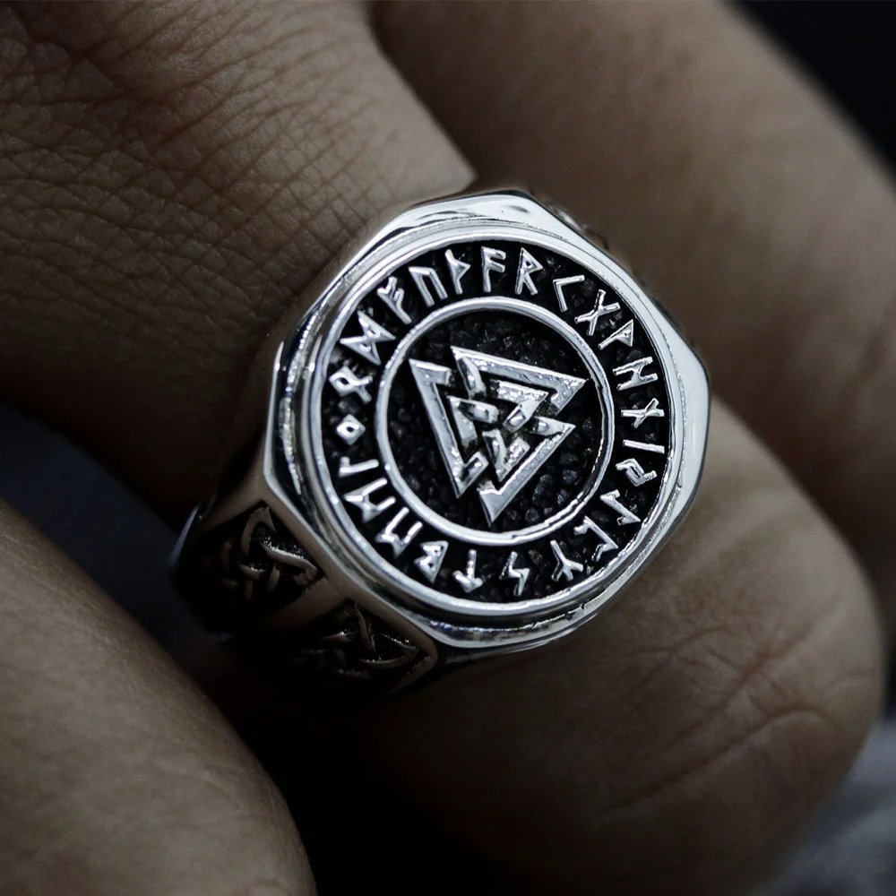Valknut Viking кольцо из нержавеющей стали с символом, мужские кольца Norse Celtics, руны с узлом, перстень, нордический амулет, ювелирные изделия
