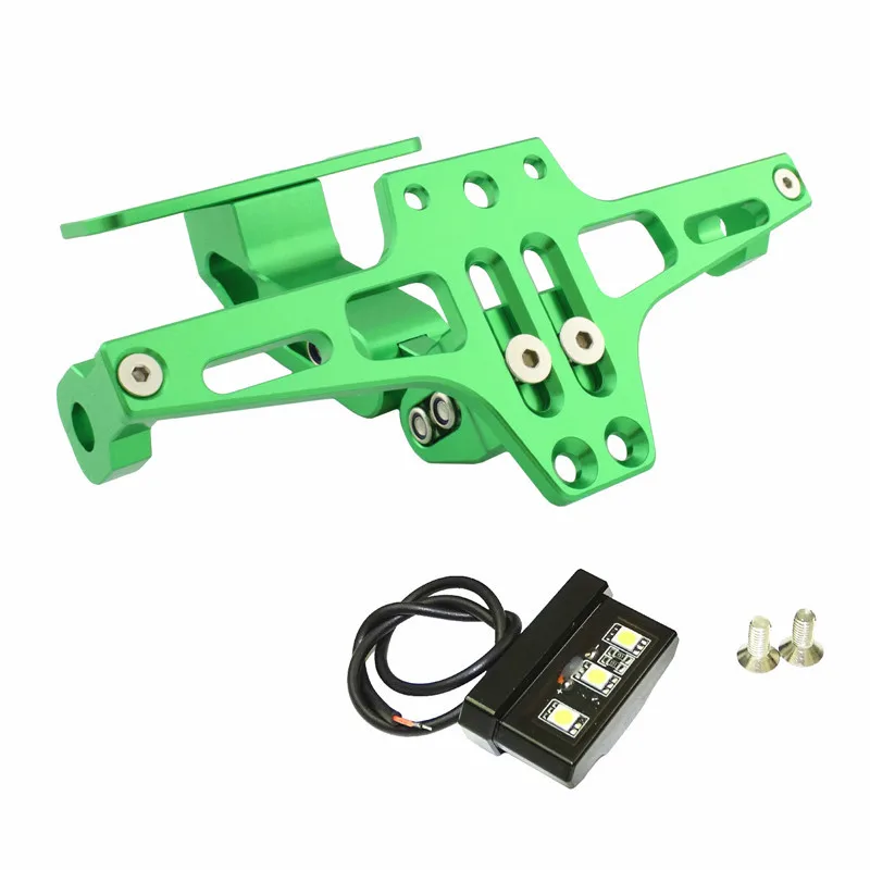 Green Waase для Yamaha MT07 MT09 MT10 R1 R3 FZ1 FZ6 TMAX530 TMAX 500 XMAX XJ6 XJR1300 сзади номерных знаков держатель с светодиодный свет - Цвет: Green