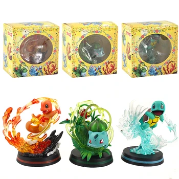 

3Styles Anime Jenny Turtle Squirtle Bulbasaur Charmander Small Fire Dragon PVC Action Figures Collection Model Toys 11-12cm