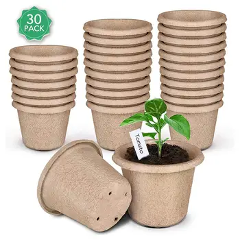 

30 Pcs Seed Nursery Cup Seedling Tray Seed Starter Peat Pot for Garden Seedling Tray Biodegradable with 10pcs Plant Labels
