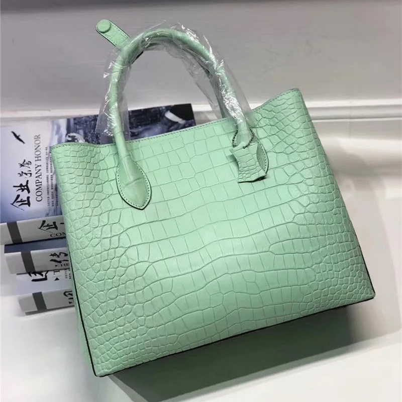 Bolso de piel auténtica de cocodrilo para mujer, cartera amarilla grande de  piel de cocodrilo auténtica, bolso de un solo hombro| | - AliExpress