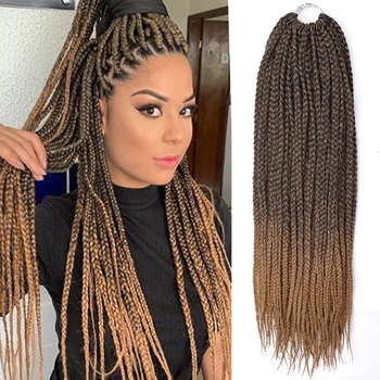 Box Braids Crochet Hair Ombre Synthetic Braiding Hair Extensions Crochet Braids Hair for African Braids Brown for Black Women 1