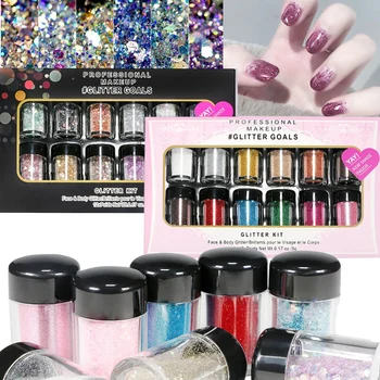 

12 Bottles/Set Nail Art Sequins Glitter Powder Manicure Decor Tips Mixed Polish Nail Stickers Set LDO99