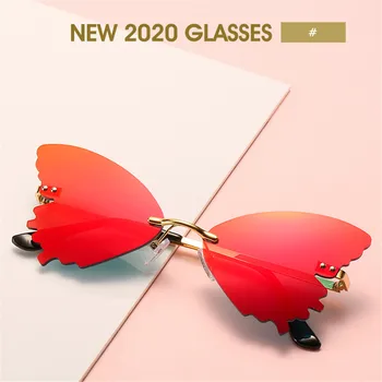 

1 Pcs Fashion Butterfly Glasses Rimless Sunglasses Men Women Fashion Shades UV400 Vintage Metal Glasses Personality Decor