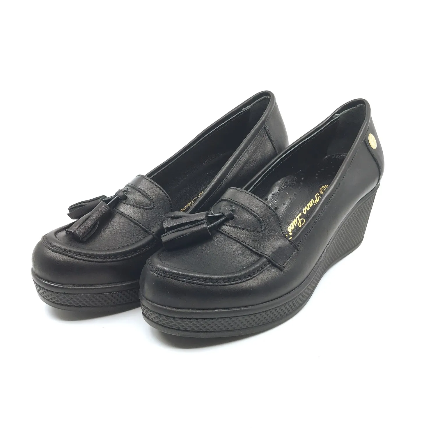 

Women's Genuine Leather Shoes Black PLA43-213