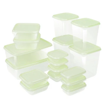 

17PCS/Set Refrigerator Crisper Plastic Storage Box Food Container Microwavable Food Fresh Storage Box Sealed Crisper for Kitchen