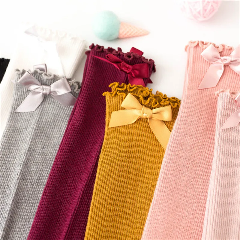 Socks skarpetki Kids Toddler Baby Girls Boys Solid Anti-Slip Knitted Long Socks Knee Socks kniekousen meisje #4S02 (37)