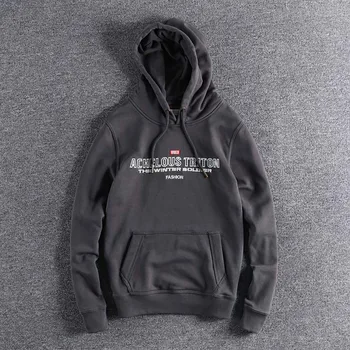 

2019 new arrival brand fashion cool American Leisure Embroidery Letter Young hooded Men's Wool Ring Guard Coat plus size clothes