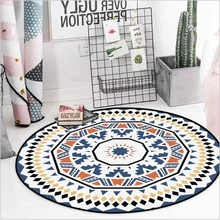 Ковры для Гостиная голубой бриллиант с принтом в виде кружков для круглый ковер Спальня Nordic украшения дома детские полиэстер