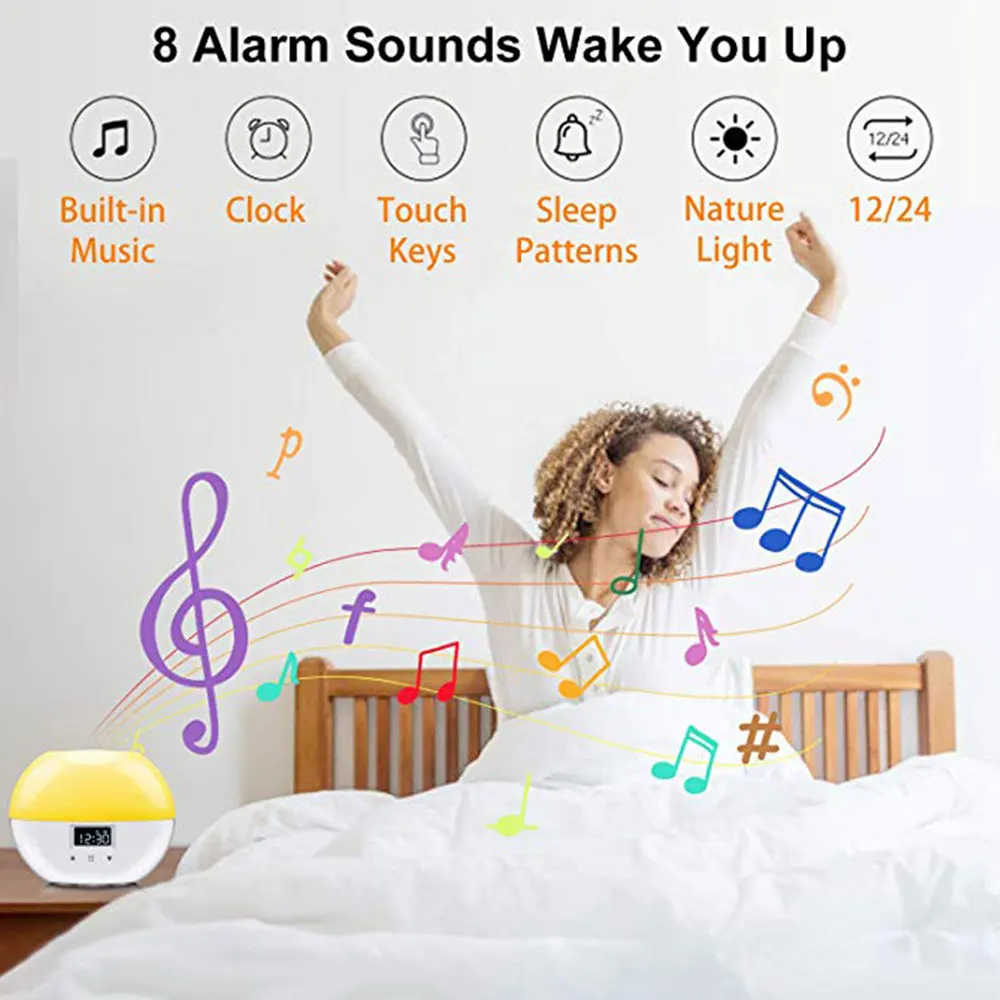 Световой будильник Smart Wake Up Light для детей моделирование режим сна ночник для спальни с Повтор для украшения