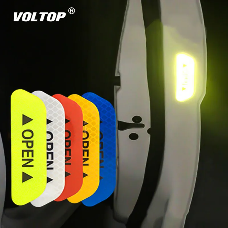 

4Pcs/Set Car OPEN Reflective Tape Warning Mark Reflective Open Notice Bicycle Accessories Exterior Car Door Stickers DIY