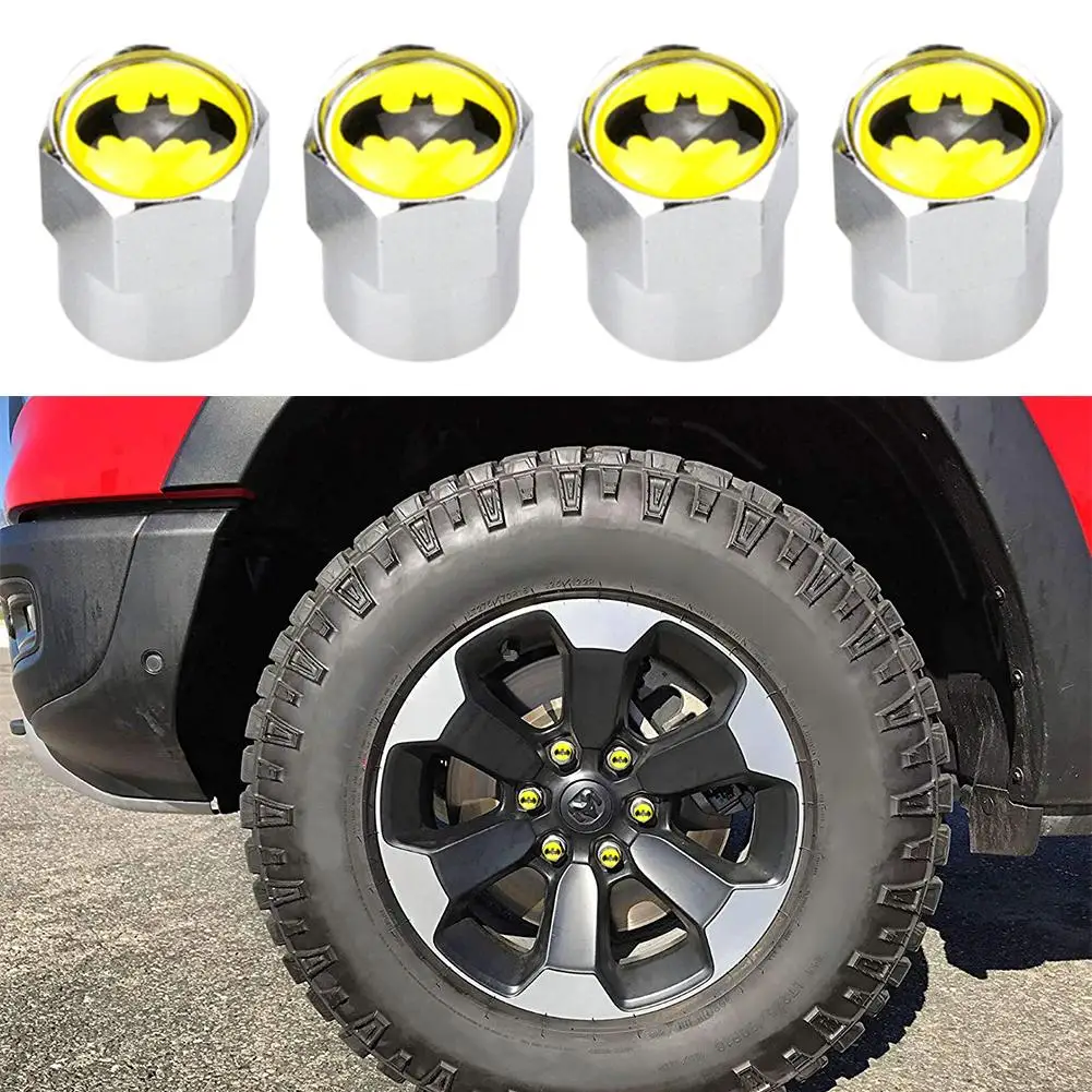 

Valve Caps Modified Valve Cover Silver Color Batman With Rubber Ring Tire Wheel Rim Dust Cover Fits Cars Trucks Motorcycles Bike