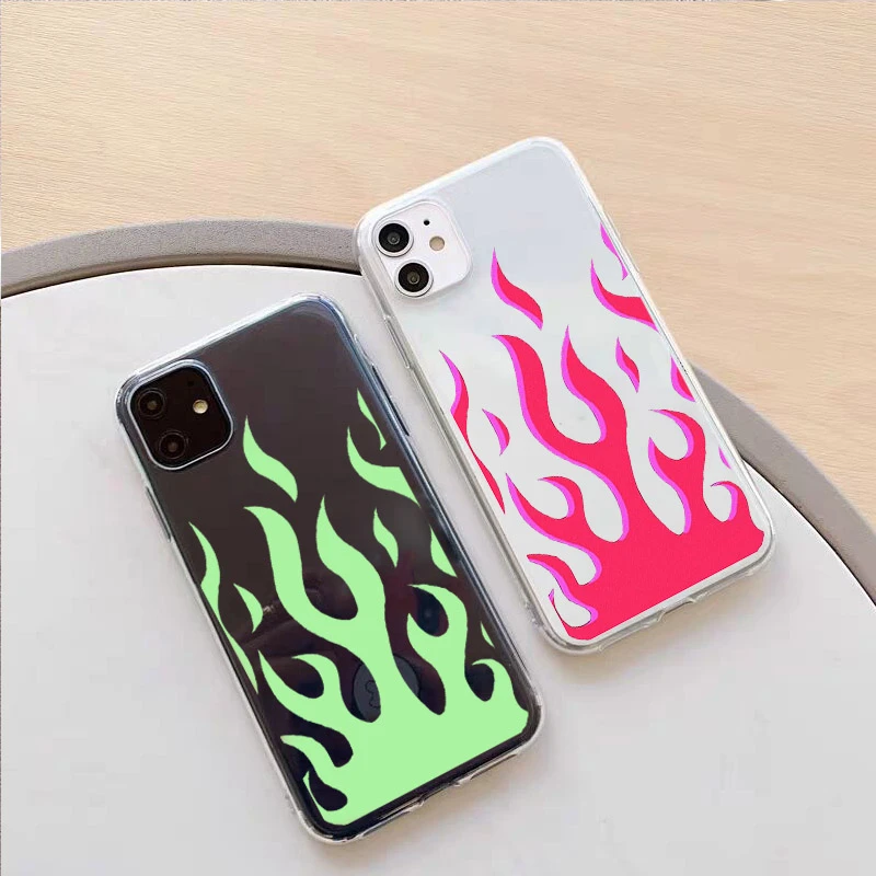 Gykz Fashion Red Flames Clear Phone Case For Iphone 11 Pro 12 Xr X Xs Max Se 7 8 6 Plus Fire Pattern Soft Tpu Back Cover Coque Phone Case Covers Aliexpress