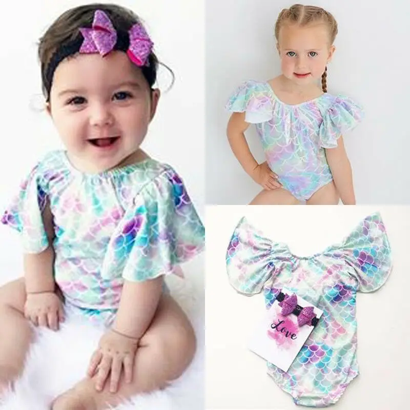2019 модный трендовый детский купальник русалки для маленьких девочек купальный