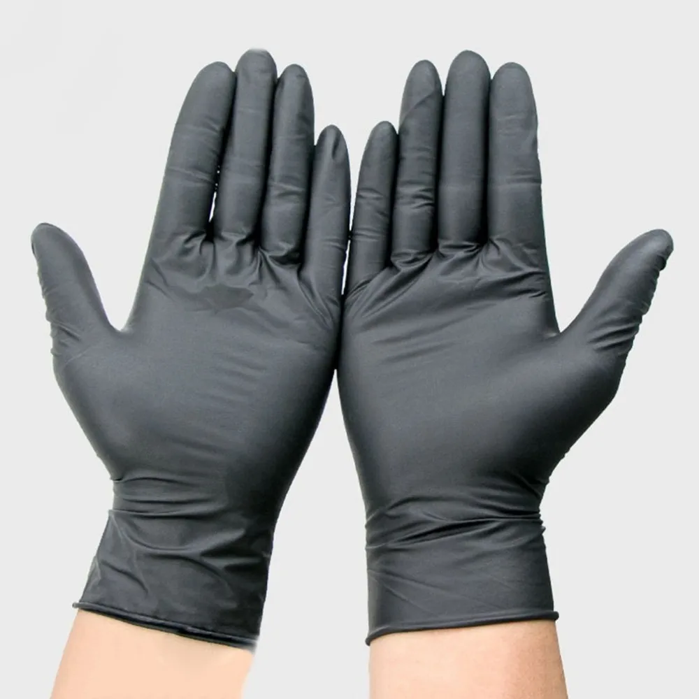 

Household Cleaning Washing Disposable Mechanic Gloves Black Nitrile Laboratory Nail Art Anti-Static Gloves For Security