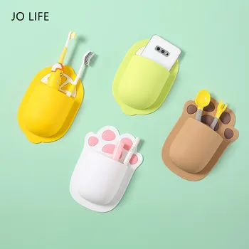 

JO LIFE Carton Silica Gel Toothbrush Holder Wall Mounted Comb Razor Storage Rack Bathroom Accessories