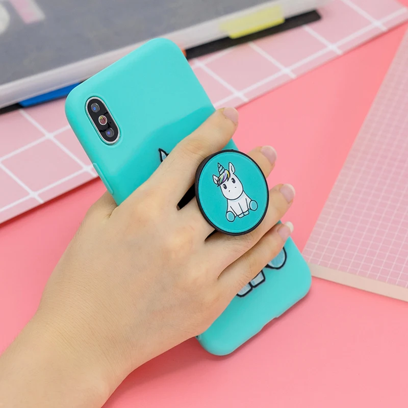 

For Huawei Y5 Y6 Y7 Y9 2019 Case Cute Unicorn Bear Pattern Foldable Kickstand Holder Cover For Huawei Y5 Y6 2018 Soft TPU Coque
