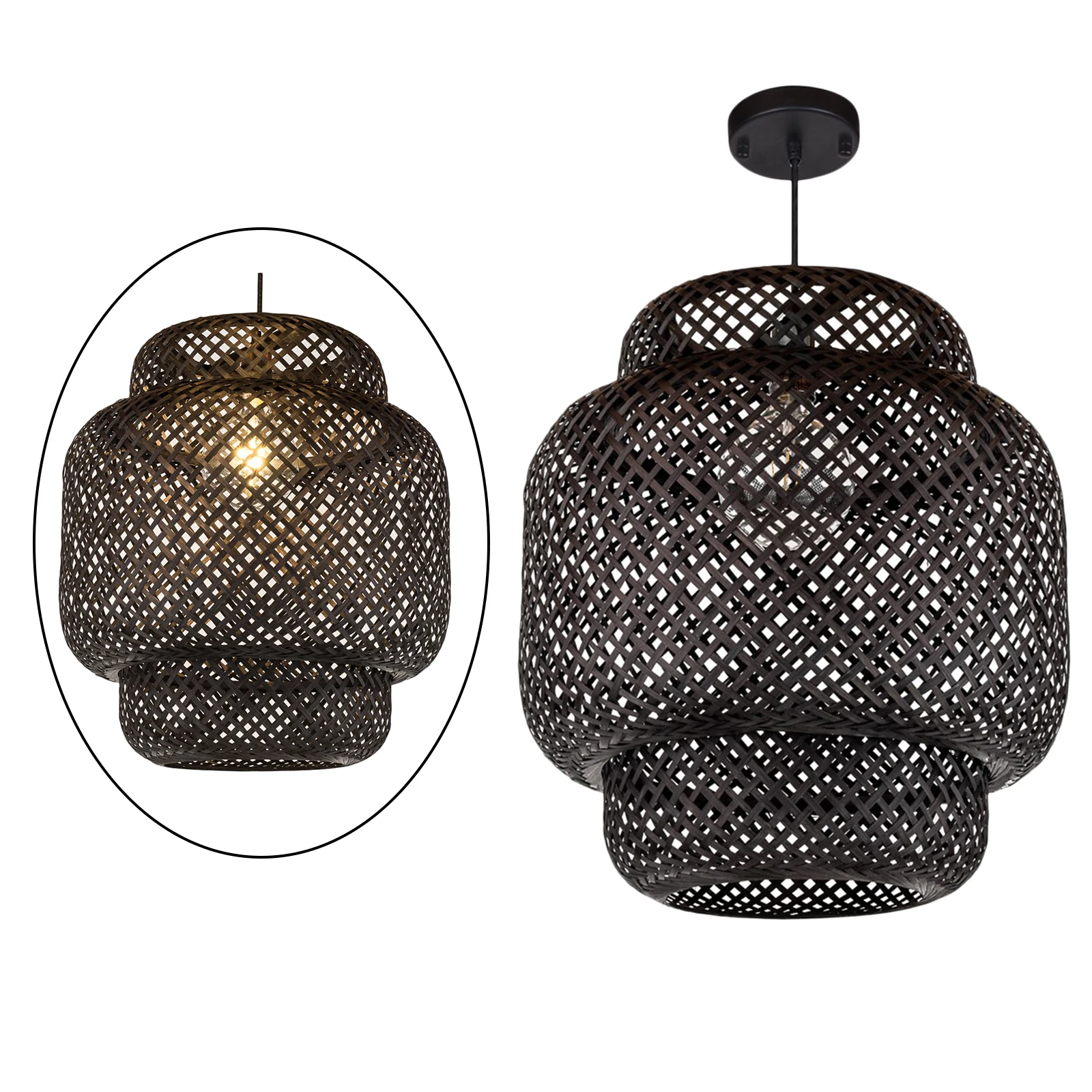 Rattan Wicker Lamp Shade Retro Decor Light for Table Modern Handmade Woven Floor Cover Bedroom Living Room | Освещение