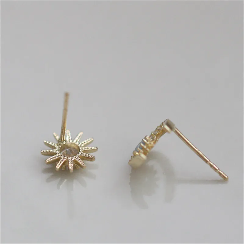 925 Sterling Silver Star Moon Stud Earrings Women 14k Gold Plating Inlaid Blue Crystal Temperament Elegant Goddess Jewelry Gift - Image 4