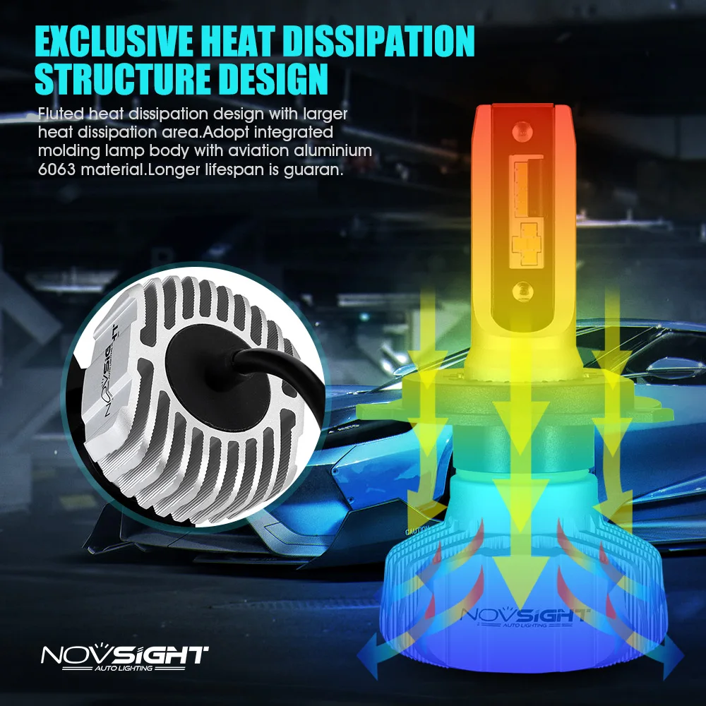 NOVSIGHT светодиодный автомобильный головной светильник 50 Вт 10000LM H4 Hi/Lo H7 H1 H3 H11 H13 9005