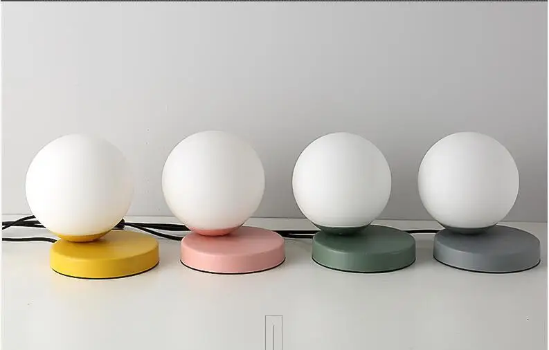 

Simple colorful glass ball table lamp for kids bedroom